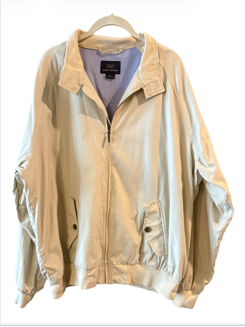 Brooks Brothers 346 Men’s XL Cream Harrington Jacket Gingham Lining